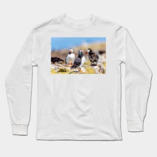 Atlantic Puffin with Sand Eels Long Sleeve T-Shirt